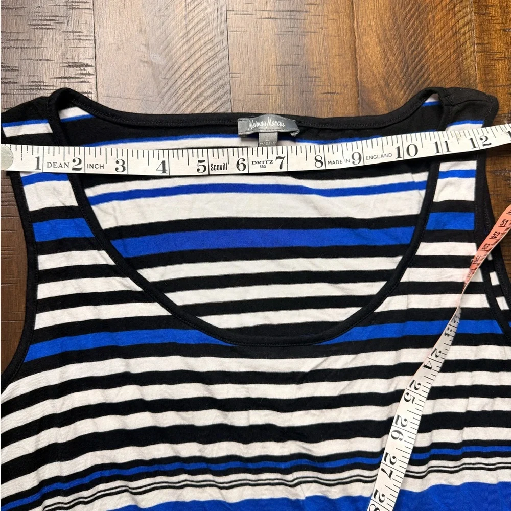 Neiman Marcus Black and Blue Striped Maxi‎ Dress size Large - Picture 8 of 11